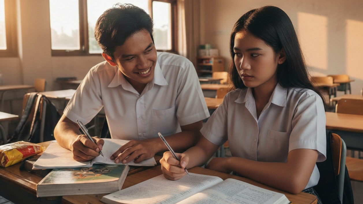 Menyontek Bukan Sekadar Curang, Ini Dampak Buruknya untuk Masa Depan. Foto: Gemini AI - mimbarjumat.com